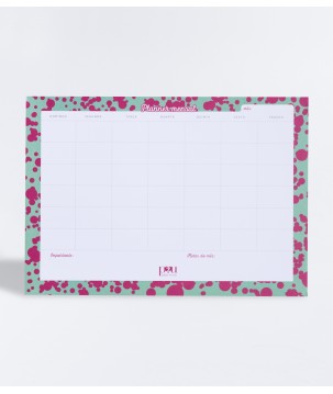 Planner Mensal Bolas Verde & Rosa