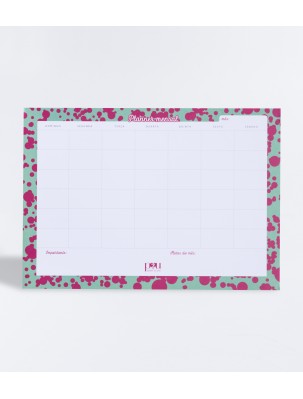 Planner Mensal Bolas Verde & Rosa